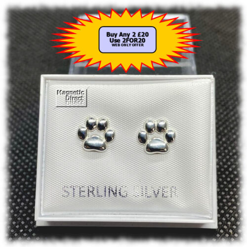 Dog Paw Stud Earrings Sterling Silver