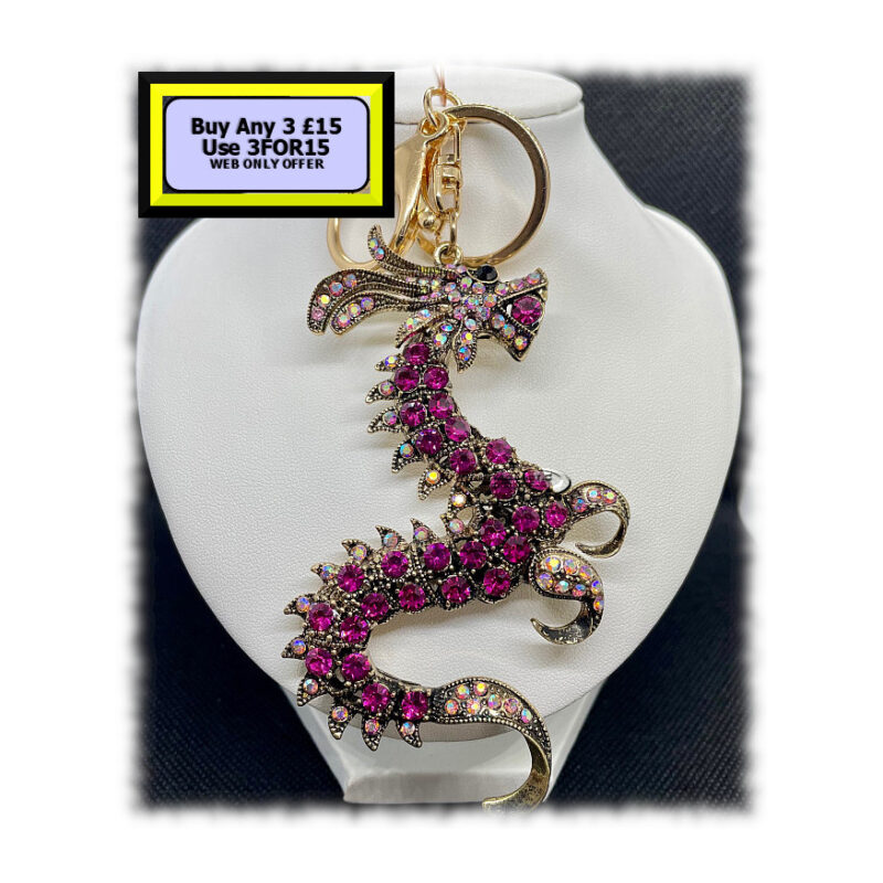 Dragon Keyring - Bagcharm Crystal Rhinestone HP
