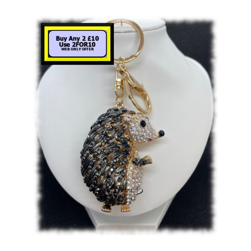 Hedgehog Keyring - Bagcharm Crystal Rhinestone K12G Hedgehog Keyring - Bagcharm Crystal Rhinestone K12G