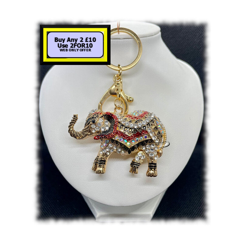 Elephant Keyring - Bagcharm Crystal Rhinestone K13 Elephant Keyring - Bagcharm Crystal Rhinestone K13