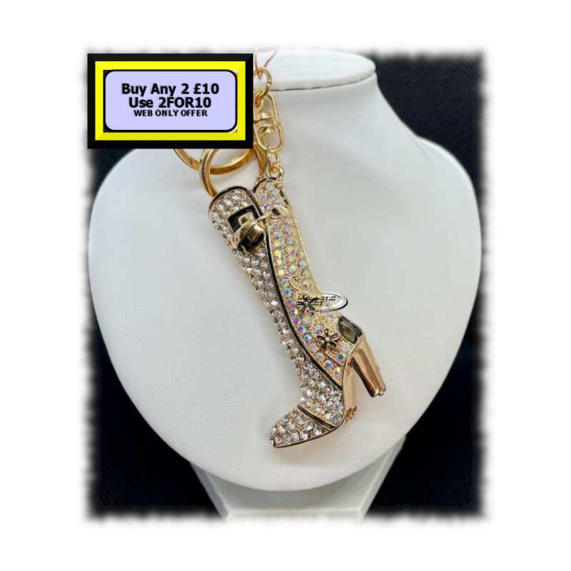 Riding Boot Keyring - Bagcharm Crystal Rhinestone K17