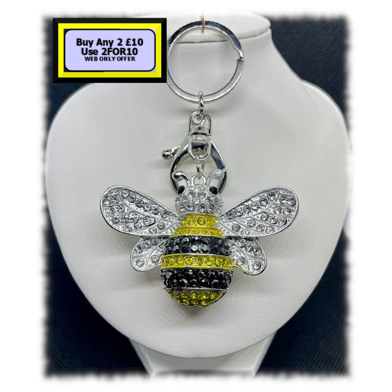 Bee Keyring - Bagcharm Crystal Rhinestone K19 Bee Keyring - Bagcharm Crystal Rhinestone K19