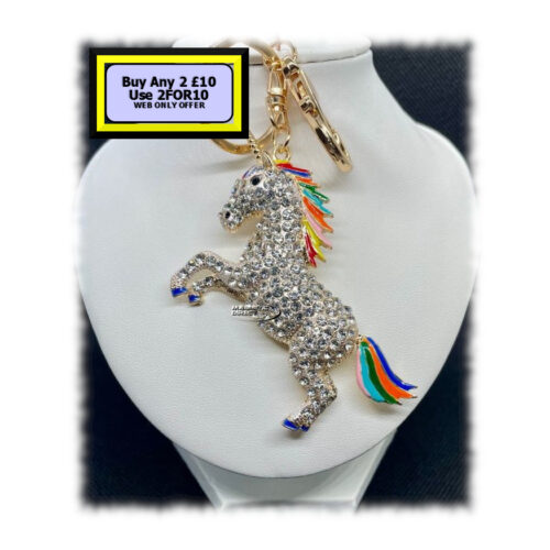 Unicorn Keyring - Bagcharm Crystal Rhinestone K5