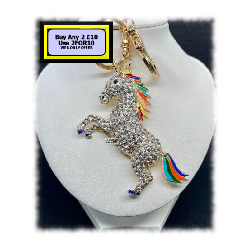 Unicorn Keyring - Bagcharm Crystal Rhinestone K5