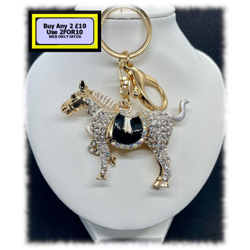 Horse Keyring - Bagcharm Crystal Rhinestone K7