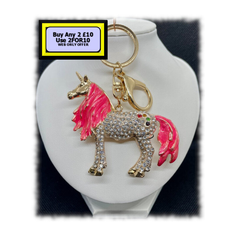 Unicorn Keyring - Bagcharm Crystal Rhinestone K8P