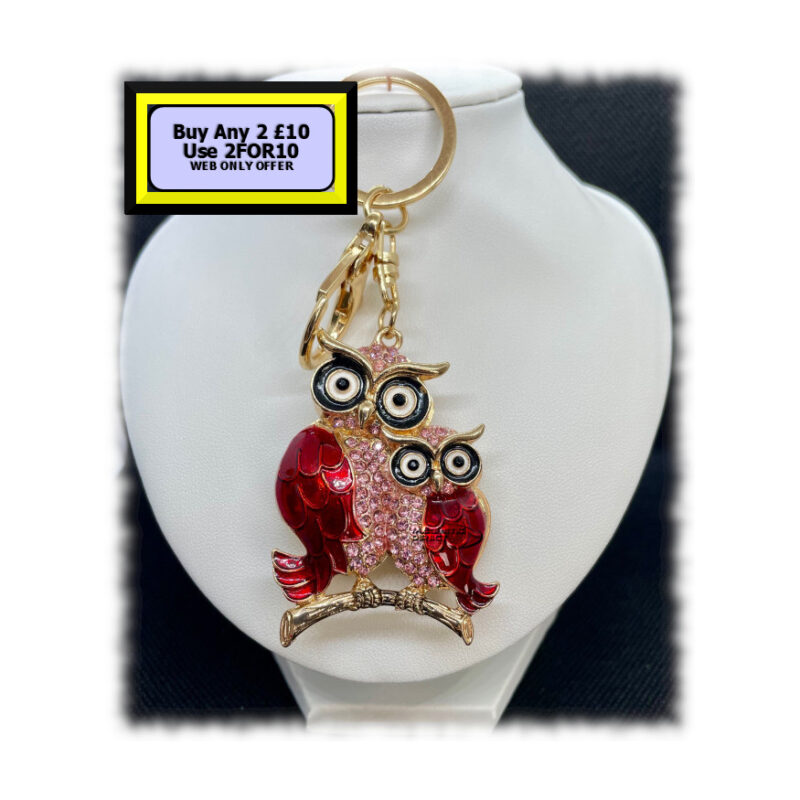 Owl Keyring - Bagcharm Crystal Rhinestone K9R