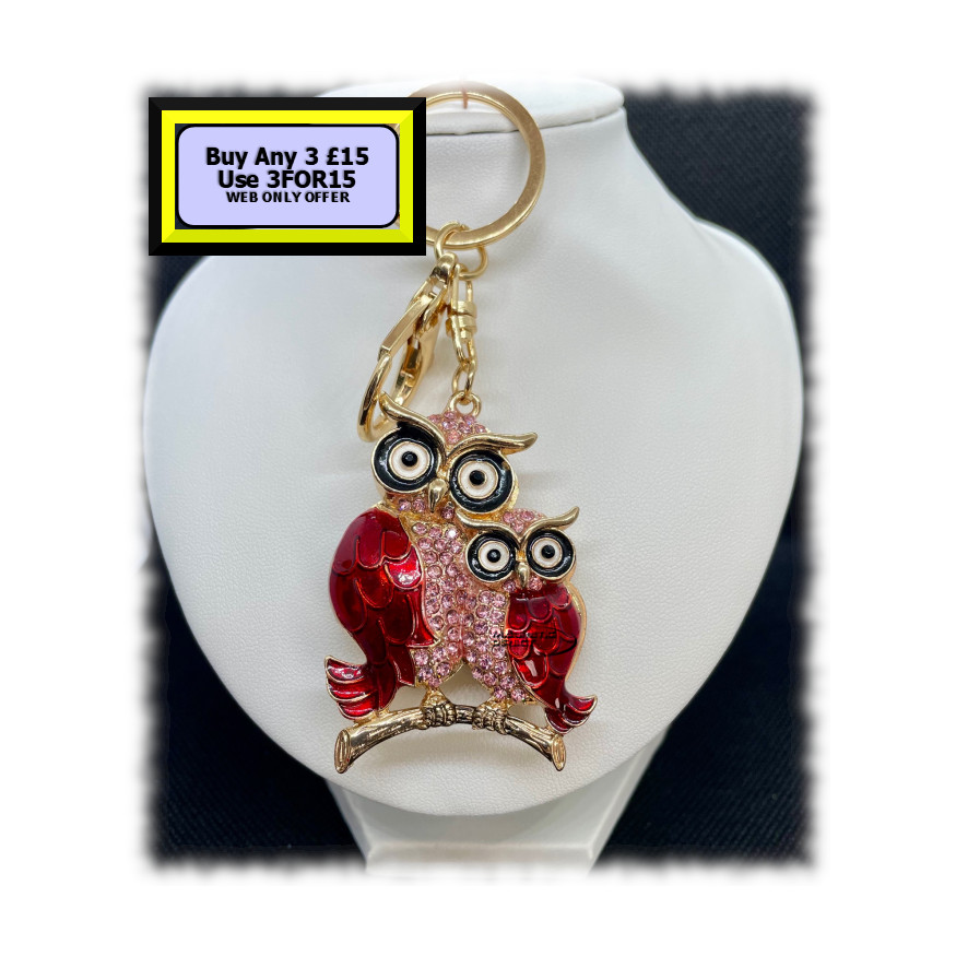 Owl Keyring - Bagcharm Crystal Rhinestone