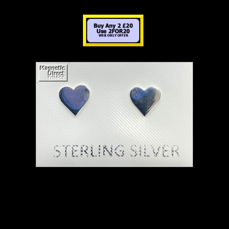 HEART STUD EARRINGS  STERLING SILVER - 925