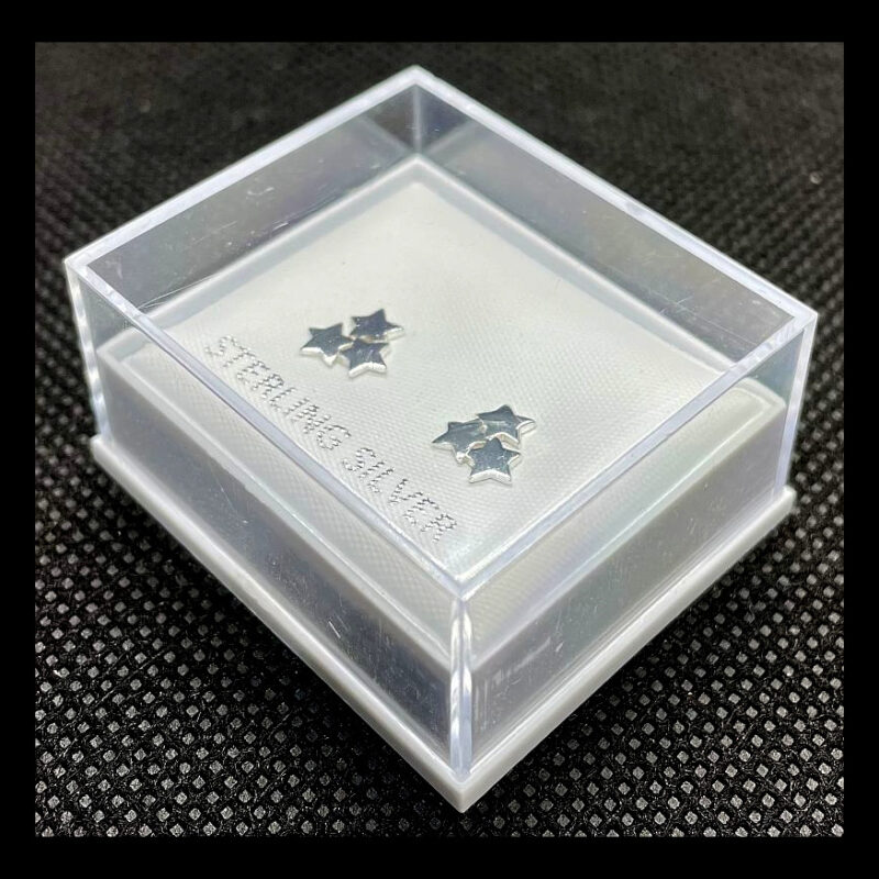 SS04b 3 Star Stud Earrings Sterling Silver