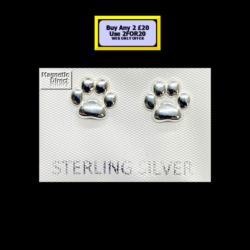 SS07 Dog Paw Stud Earrings Sterling Silver