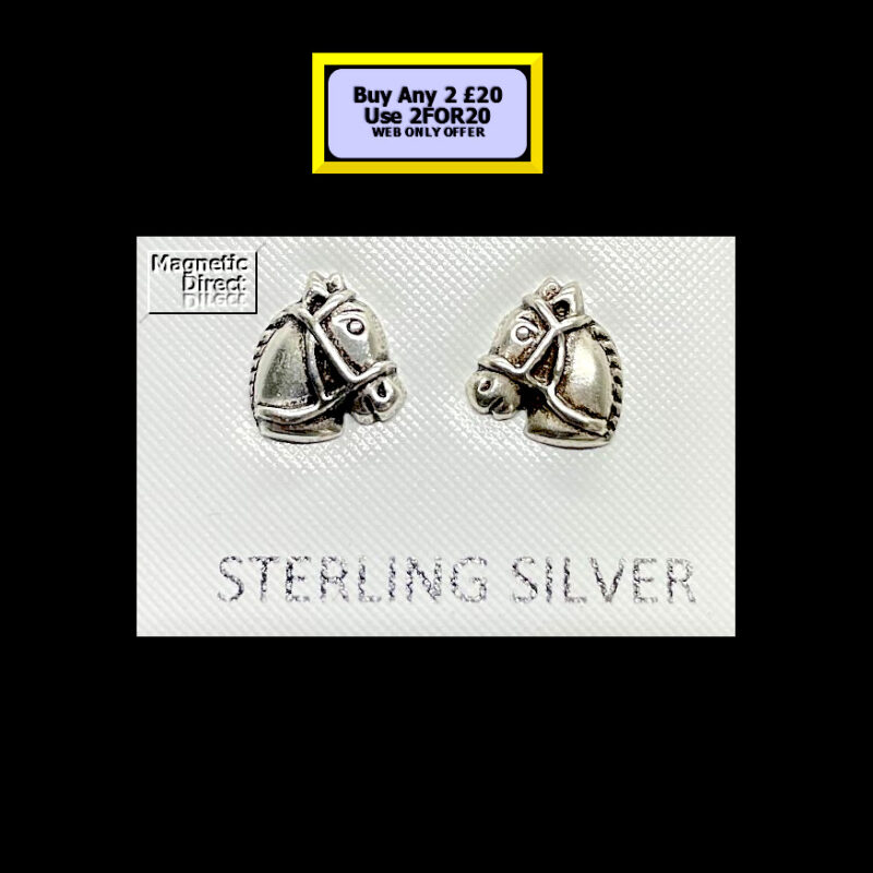 Horse Head Stud Earrings Sterling Silver