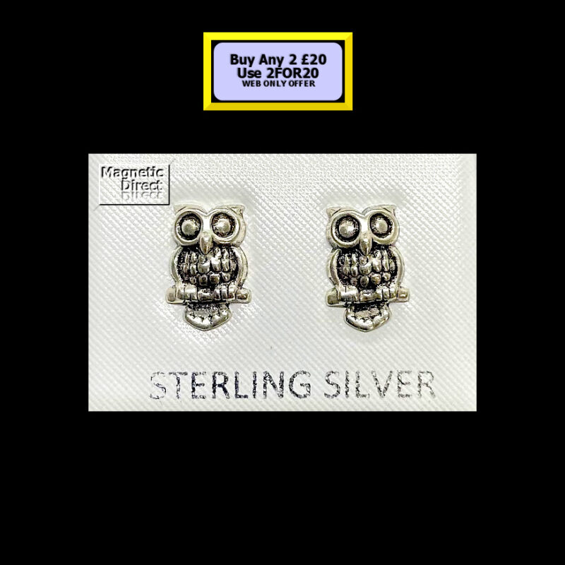 SS12 Owl Stud Earrings Sterling Silver