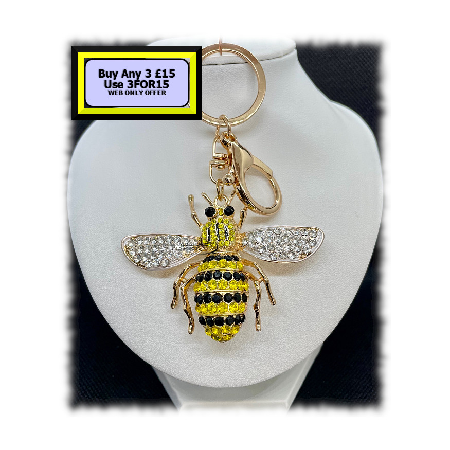 Bee Keyring - Bagcharm Crystal Rhinestone