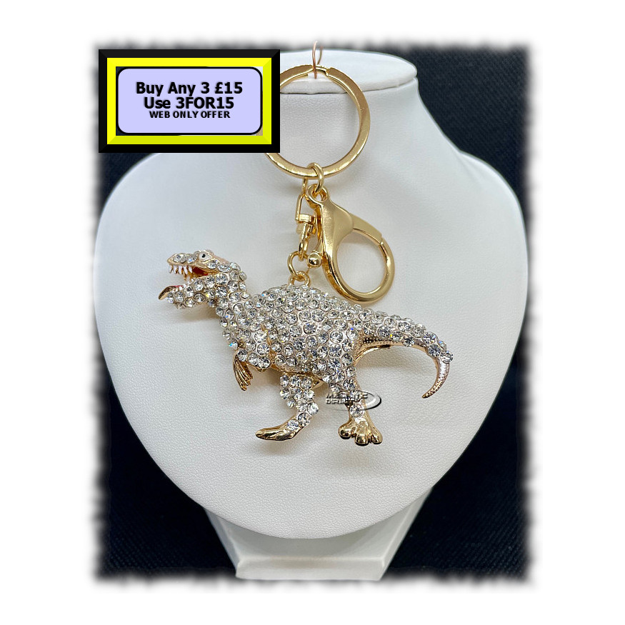 Dinosaur Keyring - Bagcharm Crystal Rhinestone