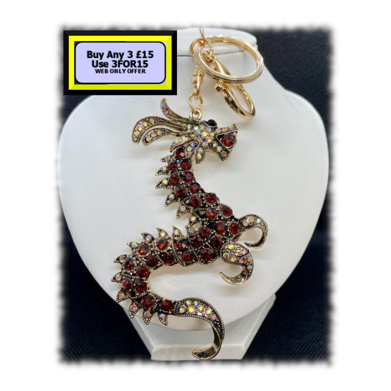 Dragon Keyring - Bagcharm Crystal Rhinestone