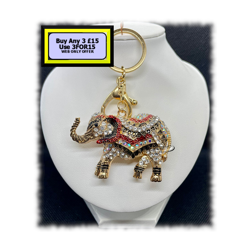Elephant Keyring - Bagcharm Crystal Rhinestone