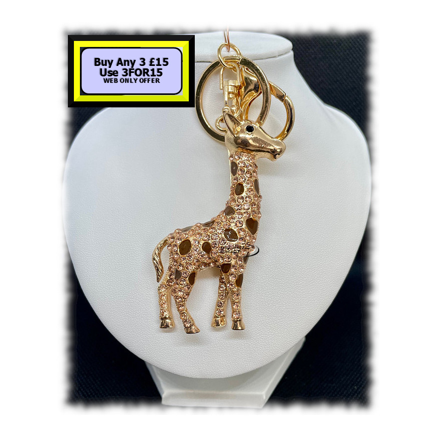 Giraffe Keyring - Bagcharm Crystal Rhinestone