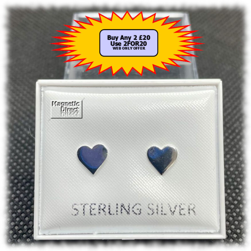 Heart Stud Earrings Sterling Silver