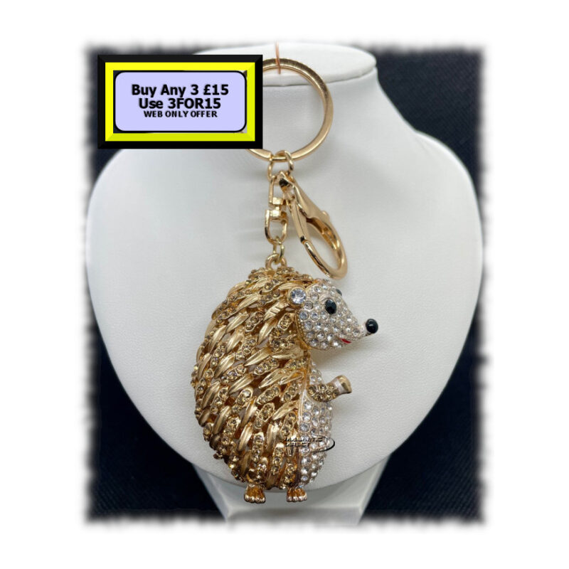 Hedgehog Keyring - Bagcharm Crystal Rhinestone