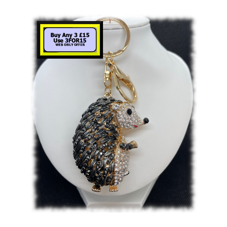 Hedgehog Keyring - Bagcharm Crystal Rhinestone