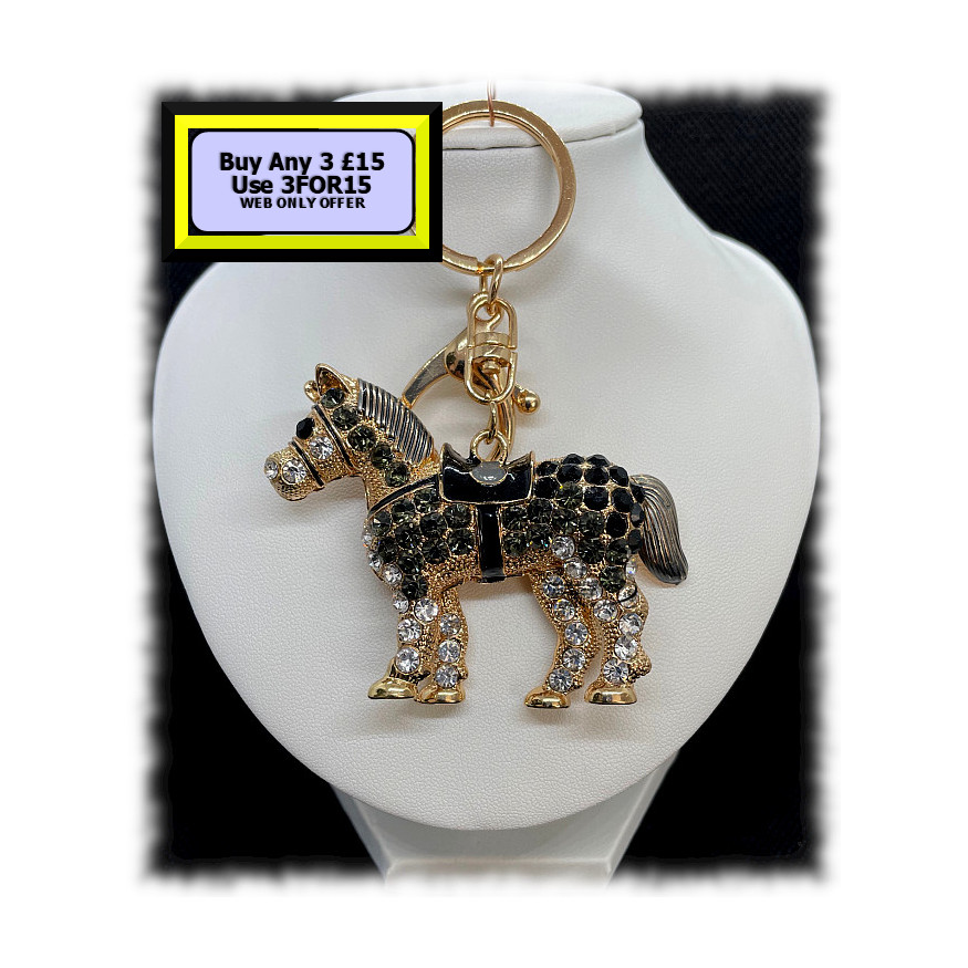 Horse Keyring - Bagcharm Crystal Rhinestone