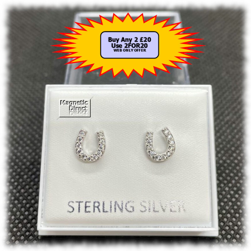 Horseshoe Earrings Stud Sterling Silver