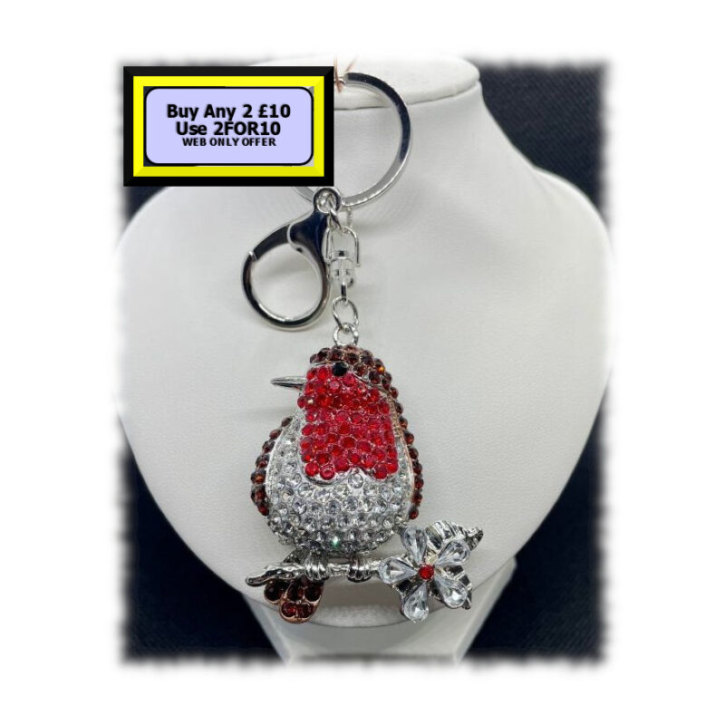 Robin Keyring - Bagcharm Crystal Rhinestone K4 Robin Keyring - Bagcharm Crystal Rhinestone K4
