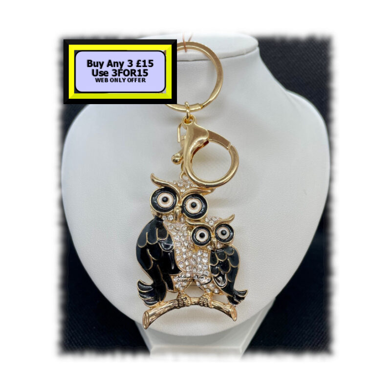 Owl Keyring - Bagcharm Crystal Rhinestone B