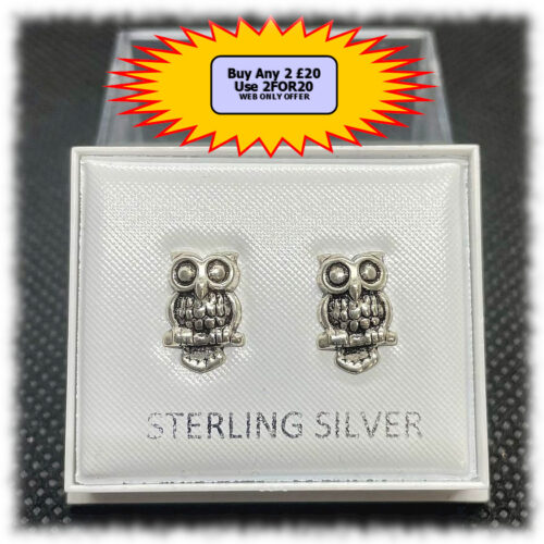 Owl Stud Earrings Sterling Silver