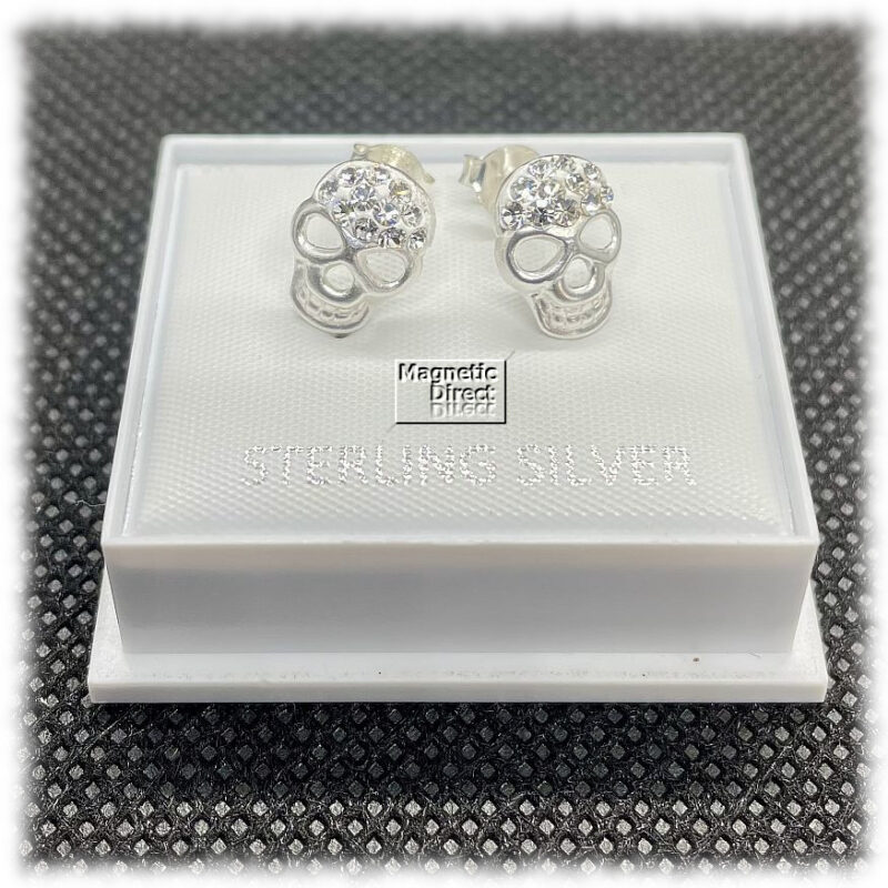 Skull Stud Earrings Sterling Silver
