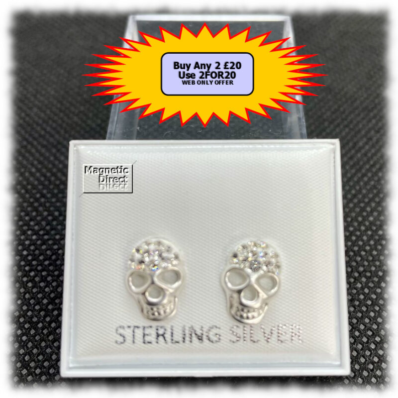 Skull Stud Earrings Sterling Silver