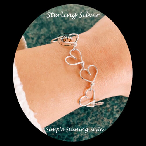 Heart Sterling Silver Bracelet Handmade B2