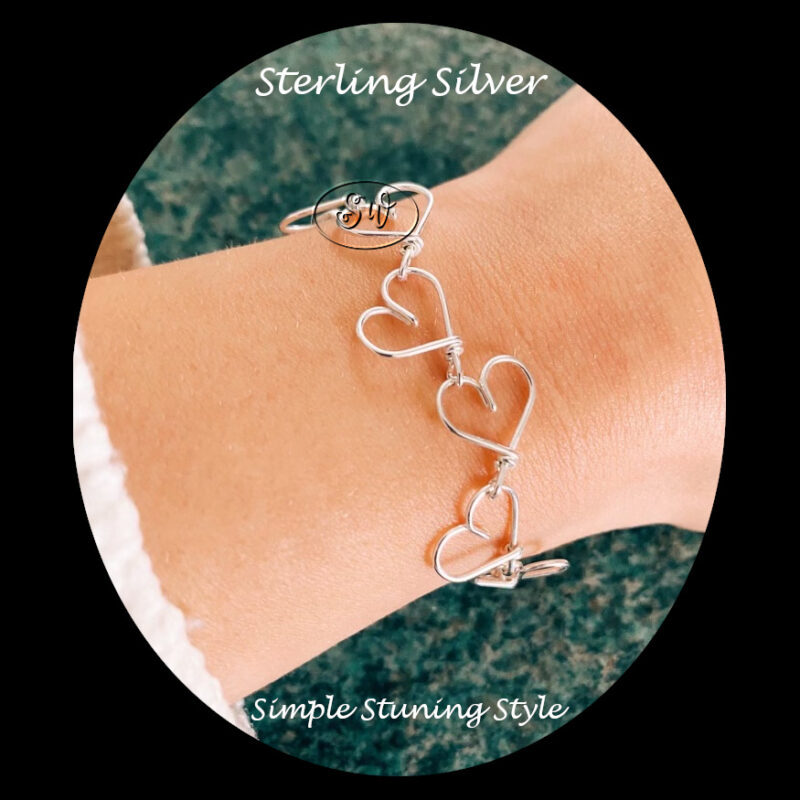 Heart Sterling Silver Bracelet Handmade B2