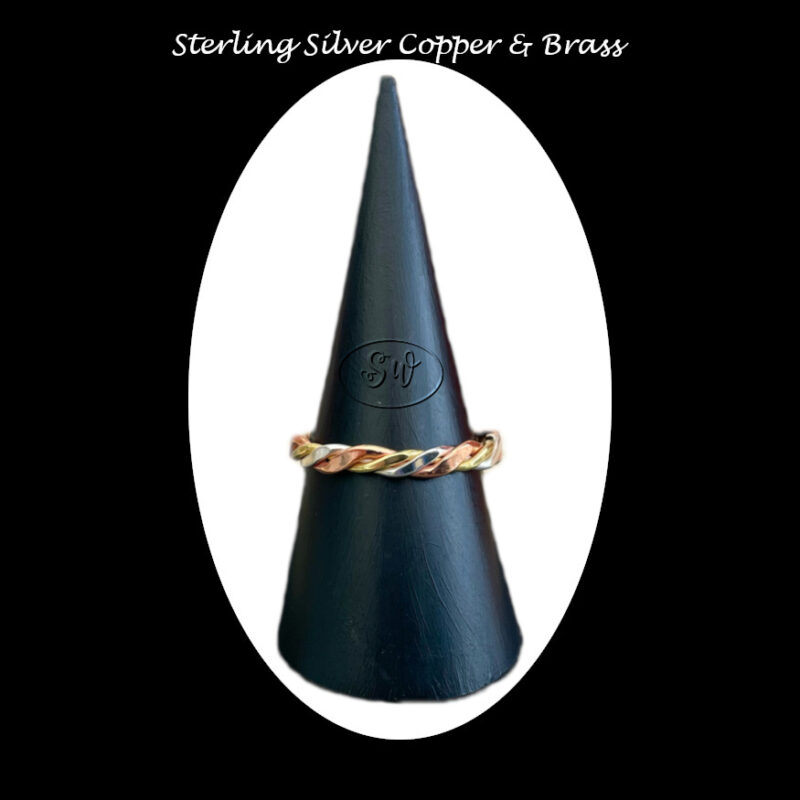 Sterling Silver Copper and Brass Handmade Ring R2