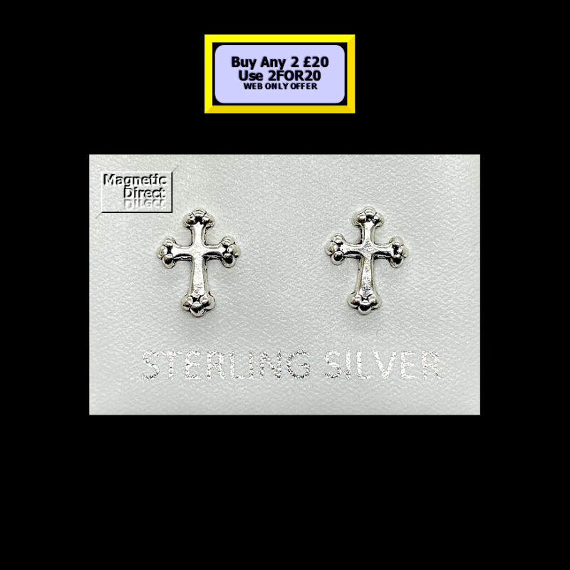 Cross Stud Earrings Sterling Silver