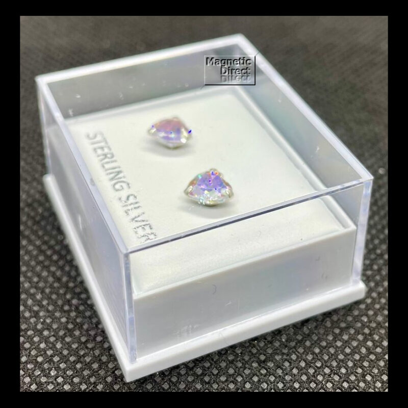 SS17b Crystal Heart AB Stud Earrings Sterling Silver