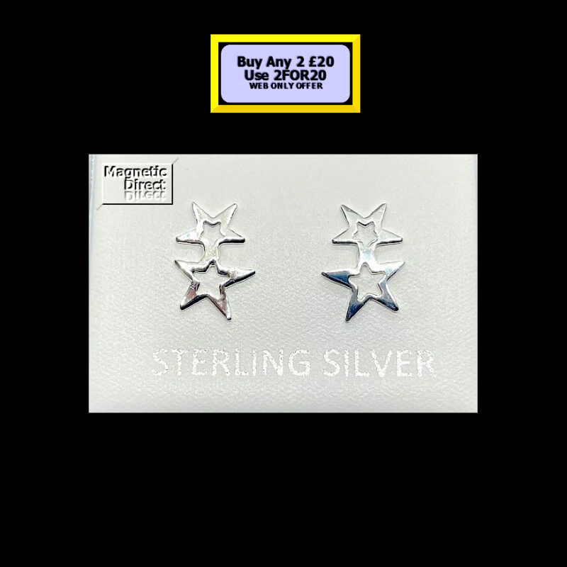 SS23 2 Star Stud Earrings Sterling Silver