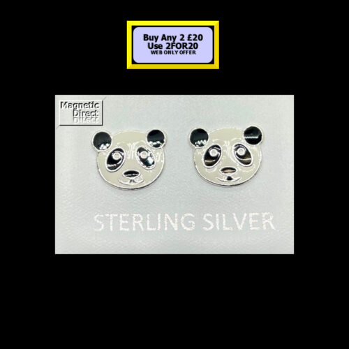 SS28 Panda Stud Earrings Sterling Silver