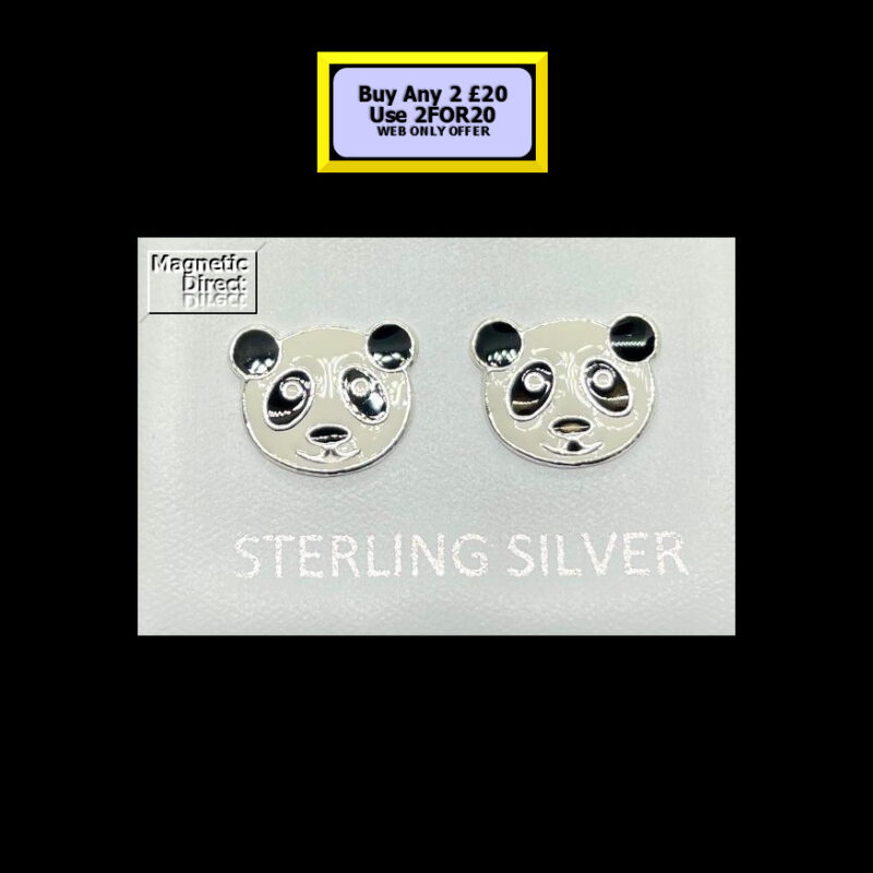 Panda Stud Earrings Sterling Silver