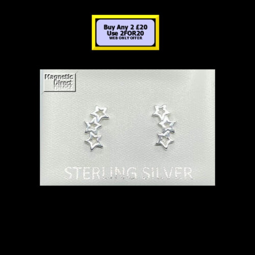 SS29 Triple Star Stud Earrings Sterling Silver