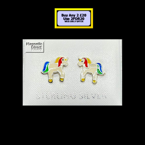 SS34 Unicorn Stud Earrings Sterling Silver