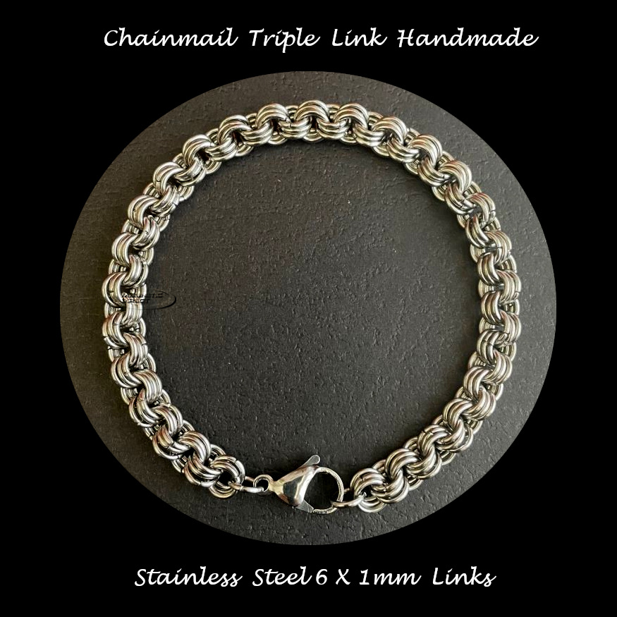 Chainmail Triple-Link Stainless Steel Bracelet SB12