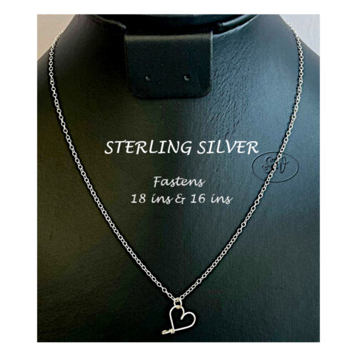 Sterling Silver Heart Necklace Handmade N5