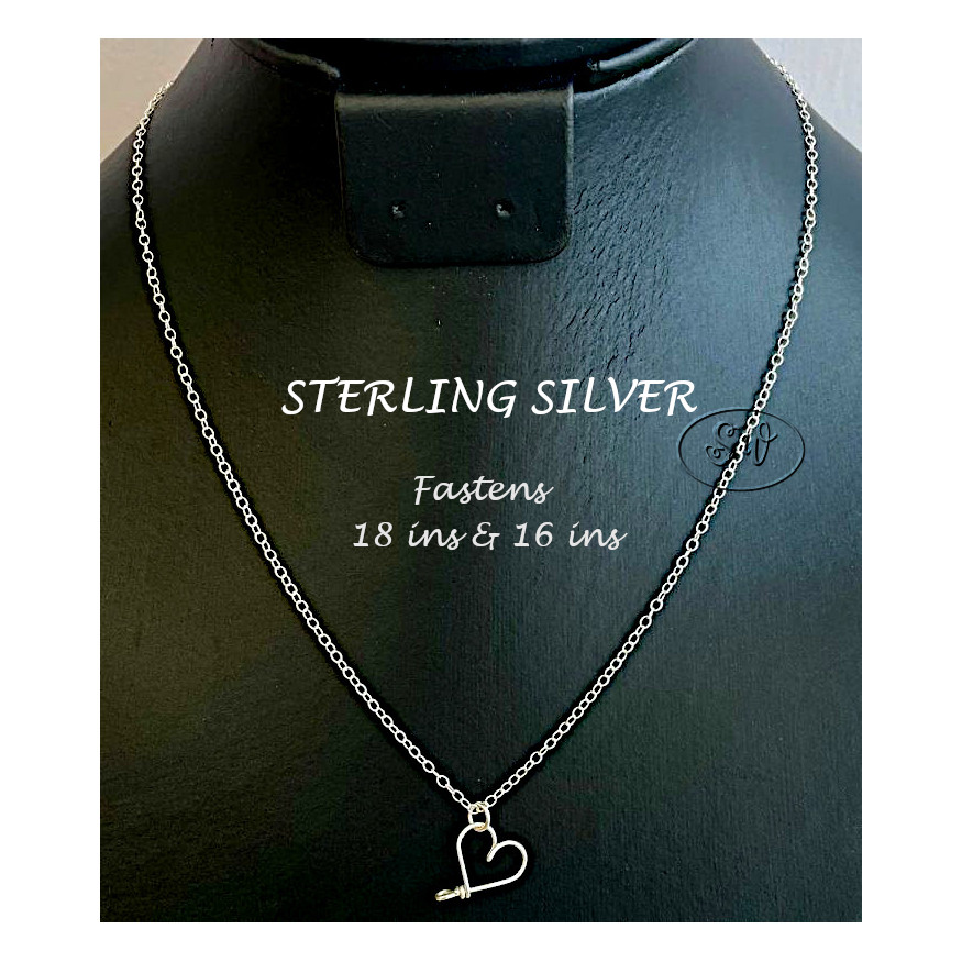 Sterling Silver Heart Necklace Handmade N5