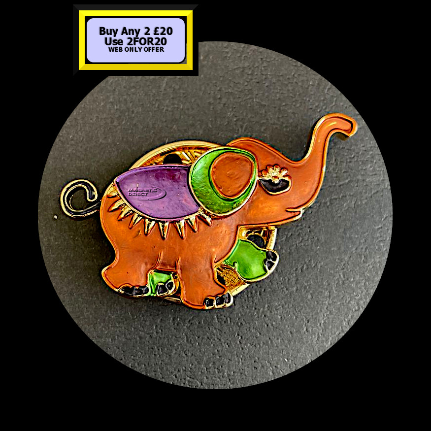 Elephant Magnetic Brooch Brown MB23