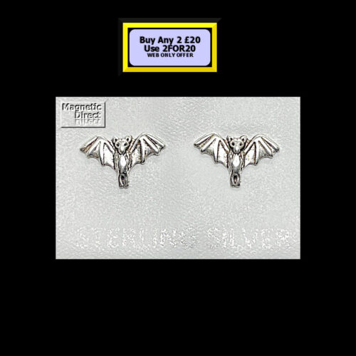 Bat Stud Earrings Sterling Silver