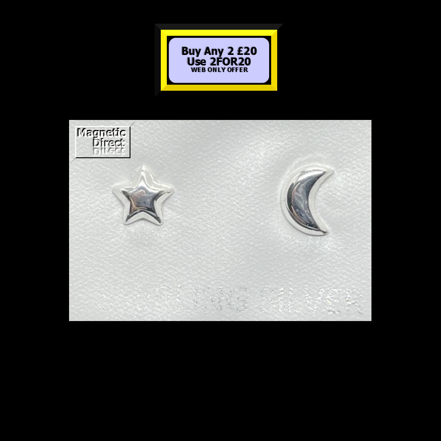 Star-Moon Stud Earrings Sterling Silver