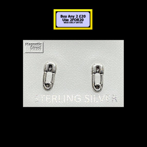 Safety-Pin Stud Earrings Sterling Silver