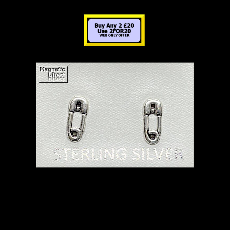 Safety-Pin Stud Earrings Sterling Silver